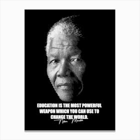 Nelson Mandela Quote in Black White Line Art Leinwandbild