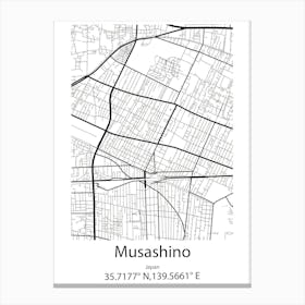 Musashino,Japan Minimalist Map Stampe su tela