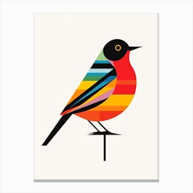 Colourful Geometric Bird Blackbird 2 Canvas Print