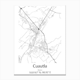 Cuautla,Mexico Minimalist Map Canvas Print