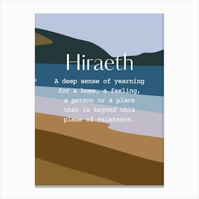 Welsh Hiraeth Quote Beach and Sea Canvas Print