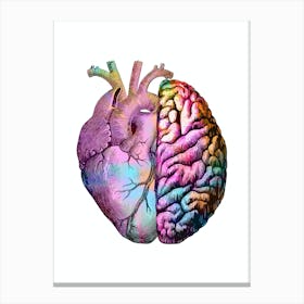 Heart And Brain Black And White 1 Canvas Print