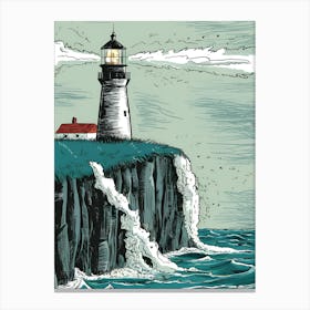 Lighthouse On The Cliff Canvas Print