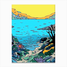 Minimal Design Style Of Great Barrier Reef, Australia 2 Canvas Print