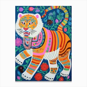 Maximalist Animal Painting Siberian Tiger 2 Canvas Print