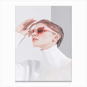 Portrait Of A Woman Wearing Sunglasses 3 Canvas Print