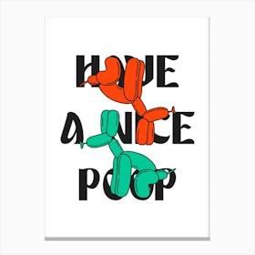 Dog Pooping Funny Poster, Bathroom Wall Art, Unique Poop Sign for Restroom Decoration Canvas Print