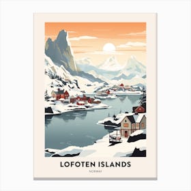 Vintage Winter Travel Poster Lofoten Islands Norway 1 Canvas Print