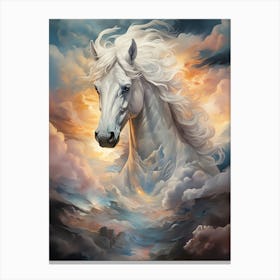 White Horse In The Clouds 1 Canvas Print