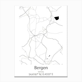 Bergen Op Zoom,Netherlands Minimalist Map Canvas Print