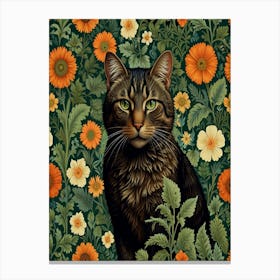 William Morris inspired cat print 11 Canvas Print