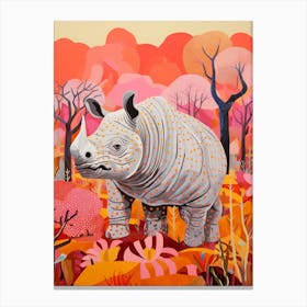 Floral Orange & Pink Abstract Rhino 1 Canvas Print