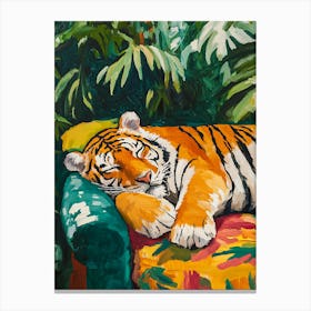 Tiger On Couch Canvas Print