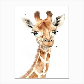 Baby Giraffe Watercolour Nursery 12 Canvas Print
