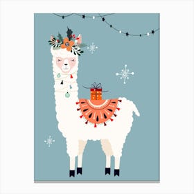 Merry Christmas Llama Canvas Print