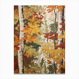 White Birch 3 Vintage Autumn Tree Print  Canvas Print
