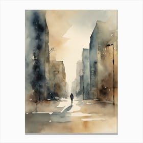 Abstract Watercolor Landscape Solitary Figure 9 Canvas Print