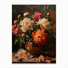 Baroque Floral Still Life Peony 3 Canvas Print
