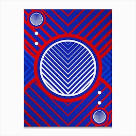Geometric Abstract Glyph in White on Red and Blue Array n.0084 Canvas Print
