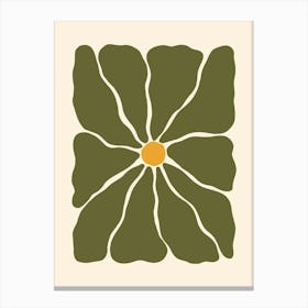 Abstract Flower 01 - Dark Green Canvas Print