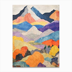 Mount Logan Canada 3 Colourful Mountain Illustration Canvas Print