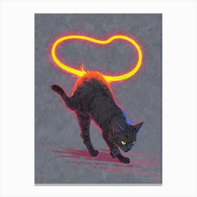 Cat With Neon Ring Canvas Print