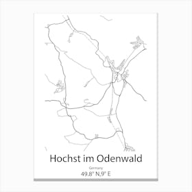 Hochst Im Odenwald,Germany Minimalist Map Canvas Print