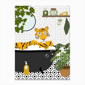 Tiger In Bath Black And White Stampe su tela