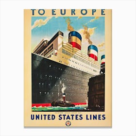 United States Lines To Europe Canvas Print