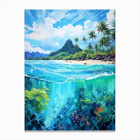 An Oil Painting Of Bora Bora, French Polynesia 3 Canvas Print