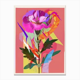 Carnation (Dianthus) 1 Neon Flower Collage Canvas Print