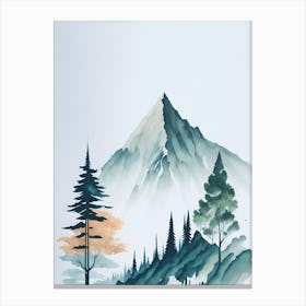 Mountain And Forest In Minimalist Watercolor Vertical Composition 216 Canvas Print