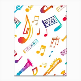 Seamless Pattern Of Musical Notes Canvas Print