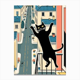 Cat On Balcony Canvas Print