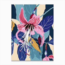 Colourful Flower Illustration Fuchsia 4 Canvas Print