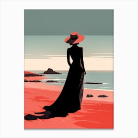 Illustration of an African American woman at the beach 118 Canvas Print