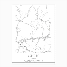 Steinen,Germany Minimalist Map Stampe su tela