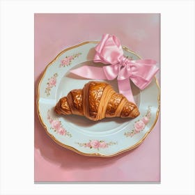 Croissant With Pink Bow 1 Canvas Print