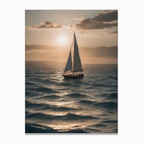 Sailboat At Sunset 2 Canvas Print