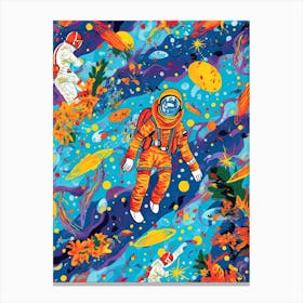 Astronaut Colourful Illustration 4 Canvas Print