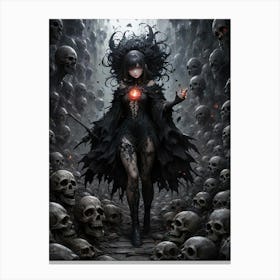 Scary Horror Witch with cleavage art #3 Canvas Print