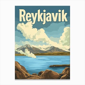 Aihrgdesign A Retro Travel Poster For Reykjavik Featuring The C89158bf E006 415d A98a 901c6cfa3eab 2 Canvas Print