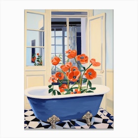 A Bathtube Full Of Poppy In A Bathroom 4 Canvas Print