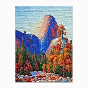 Yosemite National Park United States Of America Pointillism Canvas Print