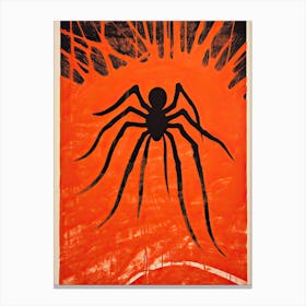 Spider, Woodblock Animal  Drawing 4 Canvas Print