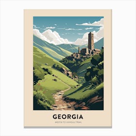 Mestia To Ushguli Trail Georgia 1 Vintage Hiking Travel Poster Canvas Print