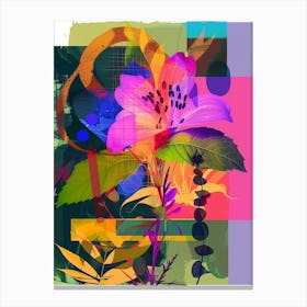 Lobelia 1 Neon Flower Collage Canvas Print
