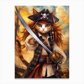 Cat Pirates of the Caribbean Canvas Print