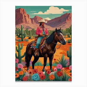 Cowgirl In The Desert Canvas Print