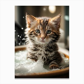 Kitten In A Bath Canvas Print